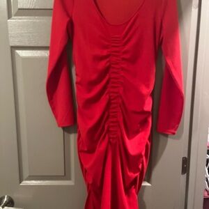 Guess Vibrant Red Long Sleeve Dress